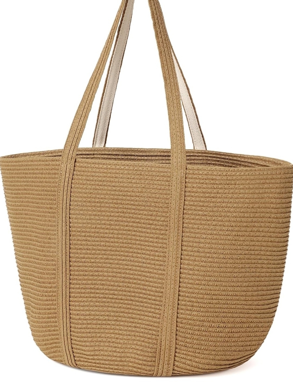 Woven Straw Tote Bag in Tan